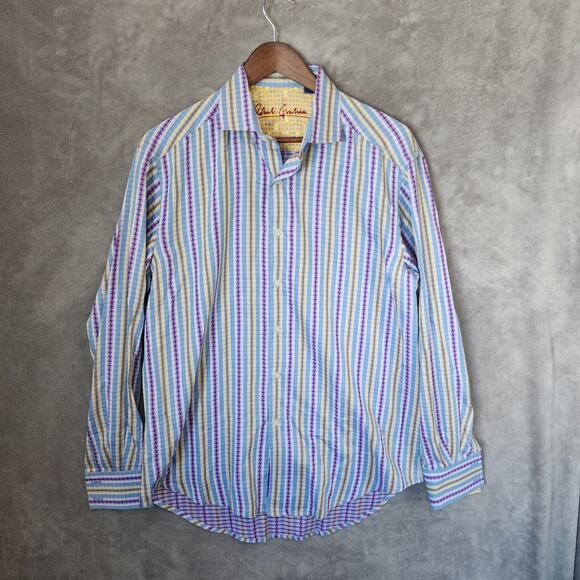 Robert Graham Men's Medium Long Sleeve Striped Shirt Classic Style - Picture 1 of 8